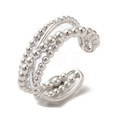 Rack Plating Brass Criss Cross Open Cuff Rings for Women RJEW-M148-06P-1