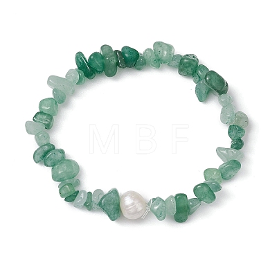 Natural Green Aventurine Chips Stretch Bracelets for Women BJEW-JB11343-09-1