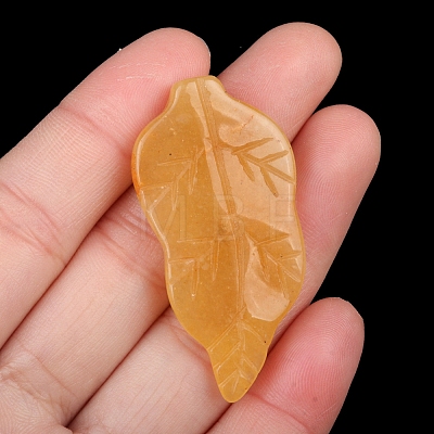 Natural Topaz Jade Carved Healing Leaf Stone PW-WG31545-07-1