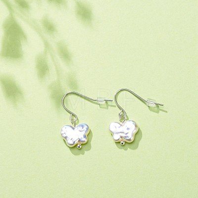 Plastic Pearl Butterfly Dangle Earrings EJEW-JE05028-05-1