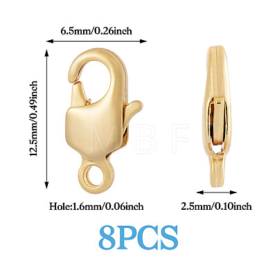 8Pcs Brass Lobster Claw Clasps KK-TA0002-67-1