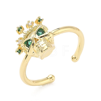 Brass Micro Pave Cubic Zirconia Cuff Rings RJEW-G364-03G-02-1
