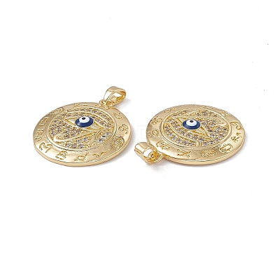 Brass Clear Cubic Zirconia Pendant with Enamel Evil Eye KK-E068-VA183-2-1