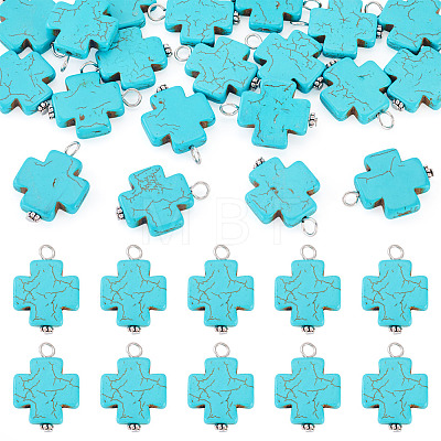 20Pcs Dyed Synthetic Turquoise Pendants PALLOY-TADJ00005-1