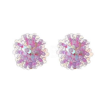 PVC Paillette Flower Clip-on Earrings EJEW-JE05172-1