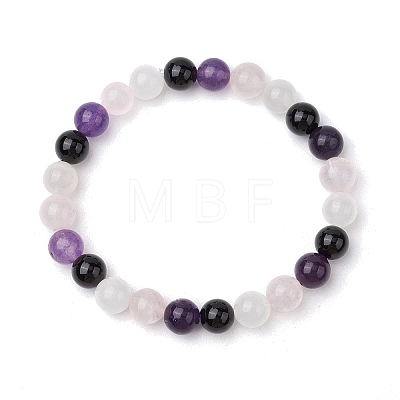 Natural Mixed Gemstone Beaded Stretch Bracelets for Women Men BJEW-JB11553-1