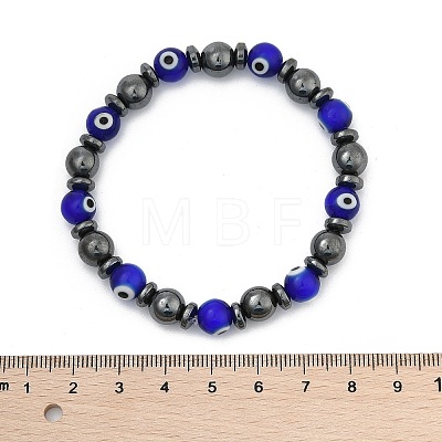 Handmade Evil Eye Lampwork Beads Stretch Bracelets BJEW-JB04461-02-1