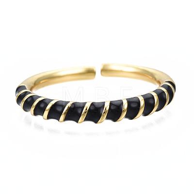 Enamel Wrap Open Cuff Ring RJEW-N037-009-1