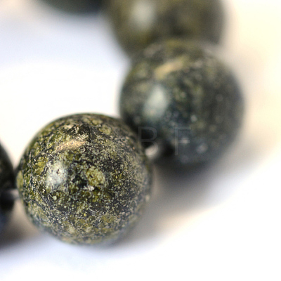 Natural Serpentine/Green Lace Stone Round Bead Strands X-G-E334-8mm-14-1