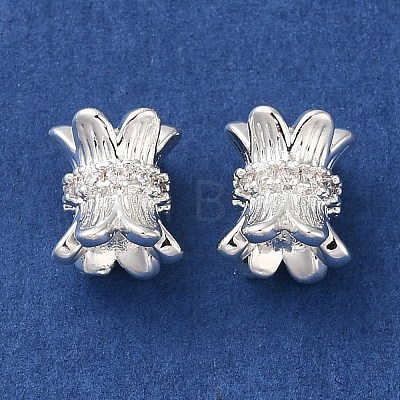 Rack Plating Brass Pave Clear Cubic Zirconia Spacer Beads KK-M285-18S-1