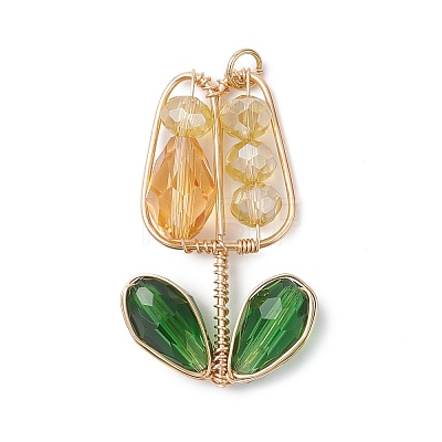 Electroplate Glass Pendants PALLOY-TA00357-04-1