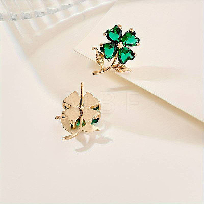Alloy Rhinestone Clover Stud Earrings for Women FS-WG231BB-01-1