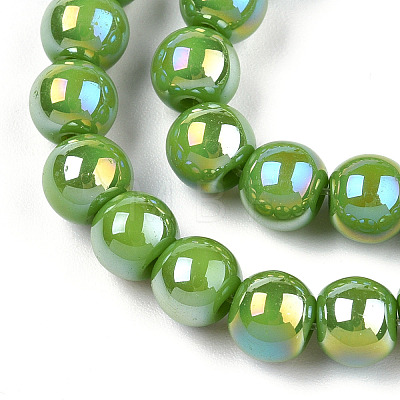 Electroplate Opaque Glass Beads Strands GLAA-T032-P6mm-AB06-1