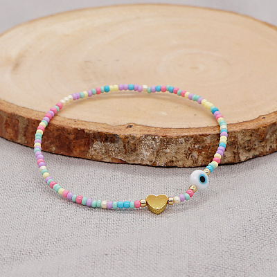Macaron Glass Seed Beaded Stretch Bracelets JJ3447-1