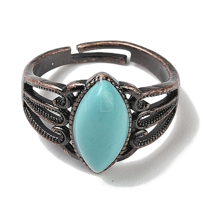 Synthetic Turquoise Horse Eye Adjustable Rings RJEW-K271-05R-11-1