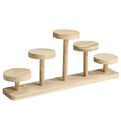 5-Slot Wood Round Tray Minifigures Display Risers PAAG-PW0017-05E-1