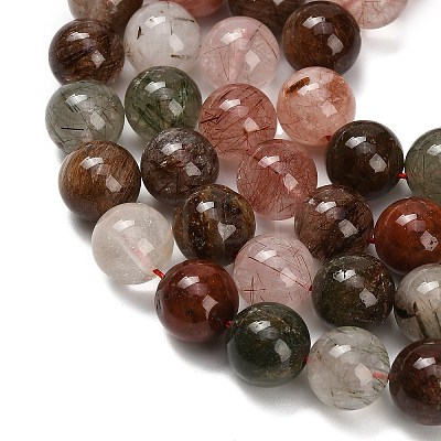 Natural Multi-Color Rutilated Quartz Beads Strands G-G300-A03-10mm-1
