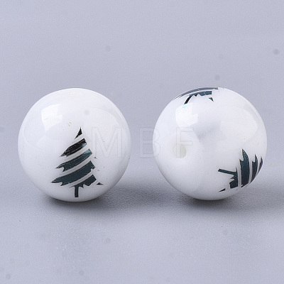 Christmas Opaque Glass Beads X-EGLA-R113-02E-1