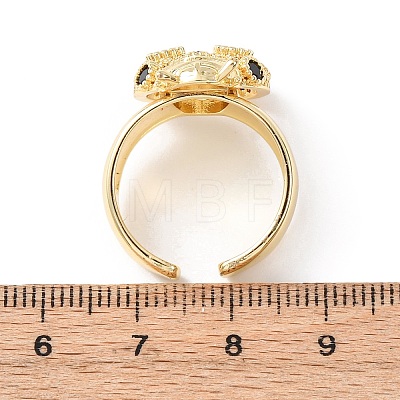 Adjustable Brass Micro Pave Cubic Zirconia Cuff Open Rings RJEW-H263-263B-G-1