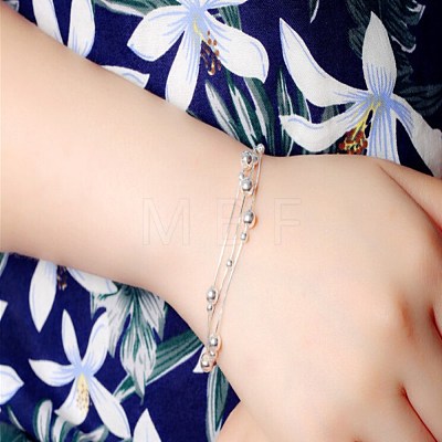 Round Beads Multi-strand Anklet for Girl Women AJEW-BB44865-A-1
