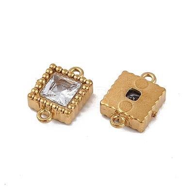 Ion Plating(IP) 304 Stainless Steel Cubic Zirconia Square Links Connector Charms STAS-K256-24G-06-1