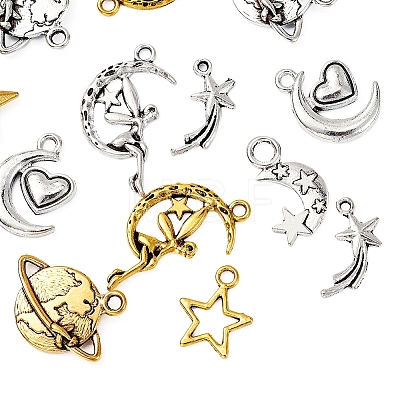 50Pcs 10 Style Starry Sky Theme Alloy Pendants FIND-YW0001-33-1