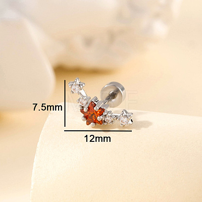 Brass Pave Cubic Zirconia Star Cartilage Earrings FS-WG0D3BD-03-1