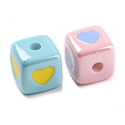 Opaque Colourful Acrylic Enamel Beads X-OACR-L001-03-1