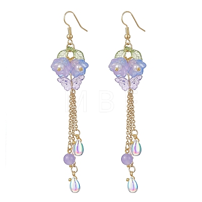 Transparent Two Tone Spray Painted Glass & Acrylic Dangle Earrings EJEW-JE06923-1