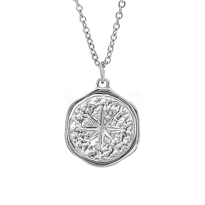 Star Stainless Steel Pendant Necklace with Cable Chains UG2182-2-1