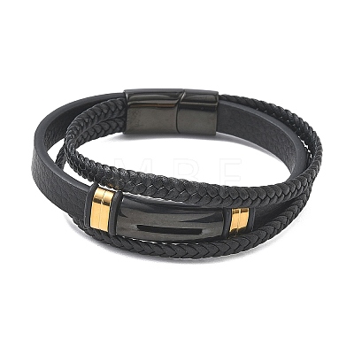 Braided Microfiber Leather Cord Multi-strand Bracelets BJEW-C153-01B-1
