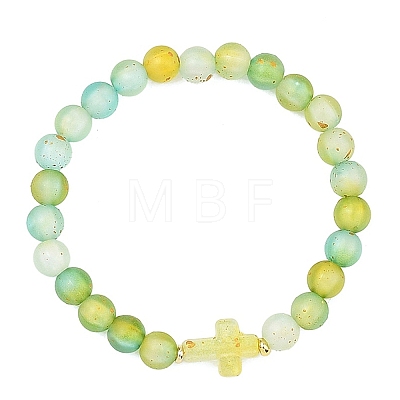Frosted Acrylic Beads Stretch Bracelets for Women Men BJEW-JB13591-1
