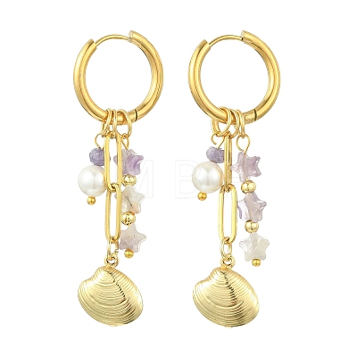 Star 304 Stainless Steel Hoop Earrings EJEW-JE07005-02-1