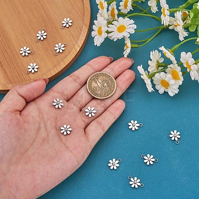 10Pcs 430 Stainless Steel Small Flower Pendants JX236A-1