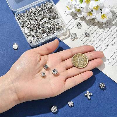 100Pcs 10 Styles Tibetan Styles Alloy Beads FIND-CJ0006-03-1