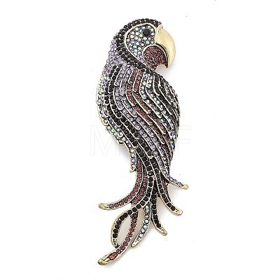 Parrot Alloy Rhinestone Brooches JEWB-Q006-03B-1