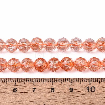 Crackle Transparent Glass Beads Strands X1-GLAA-N063-8mm-06-1