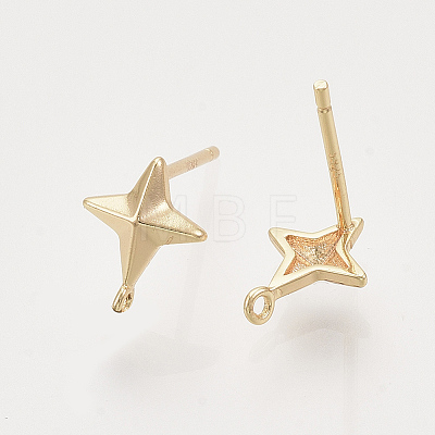 Brass Stud Earring Findings X-KK-T048-015G-NF-1