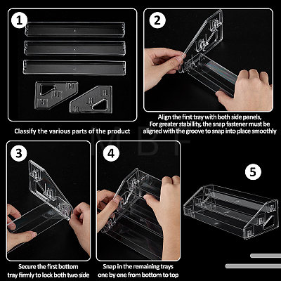 3-Tier Acrylic Organizer Display Riser Holder for Badges ODIS-WH0108-065B-1
