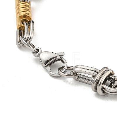 Ion Plating(IP) Two Tone 304 Stainless Steel Column & Oval Link Chain Bracelet BJEW-B078-30GP-1