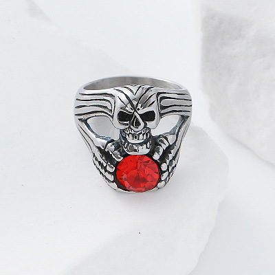 Halloween 304 Stainless Steel Rhinestone Finger Rings GJ8747-3-1