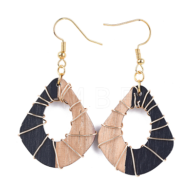 Resin & Wood Dangle Earrings EJEW-JE03245-1