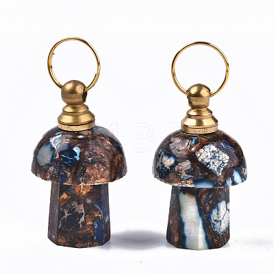 Assembled Synthetic Bronzite and Imperial Jasper Openable Perfume Bottle Pendants G-S366-057F-1