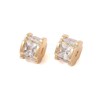 Brass Micro Pave Clear Cubic Zirconia Beads KK-B100-007G-1