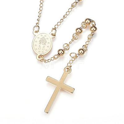 304 Stainless Steel Rosary Bead Necklaces NJEW-D285-42G-1