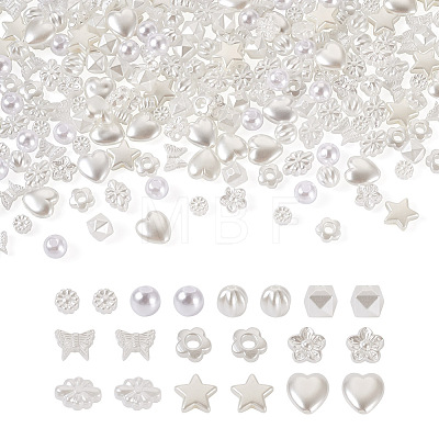 500Pcs 10 Style ABS Plastic Imitation Pearl Beads KY-BY0001-02-1