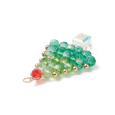 Christmas Theme Glass Seed Beads Pendants PALLOY-TA00025-1