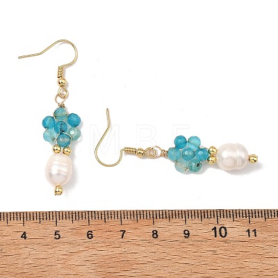 Natural Agate Cultured Freshwater Pearl Beads Dangle Earrings EJEW-JE07201-1