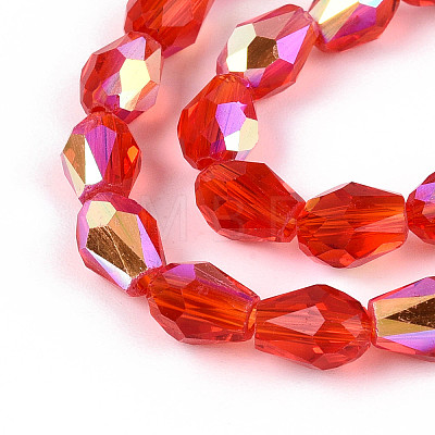 Transparent Electroplate Glass Beads Strands EGLA-N023-6x8mm-A04-1