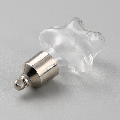 Clear Glass Bottle Pendants GLAA-WH0035-33A-1